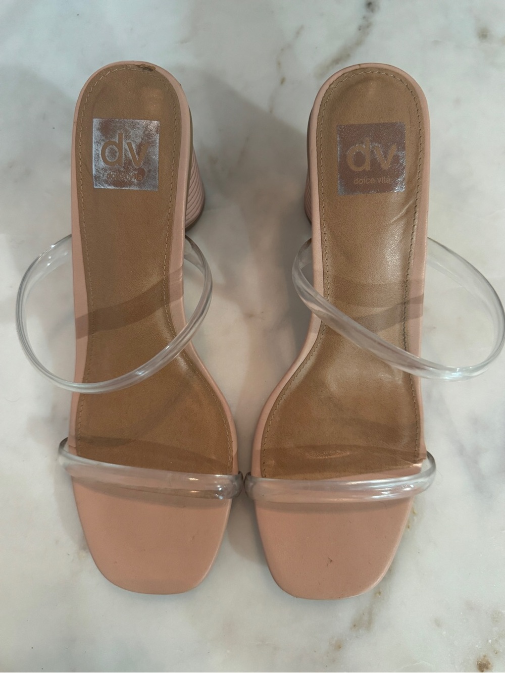 DV by Dolce Vita Nude Clear-Strap Block Heel Sandals